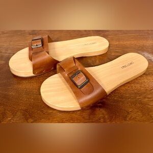 Christy Dawn Ventura clogs in cognac leather